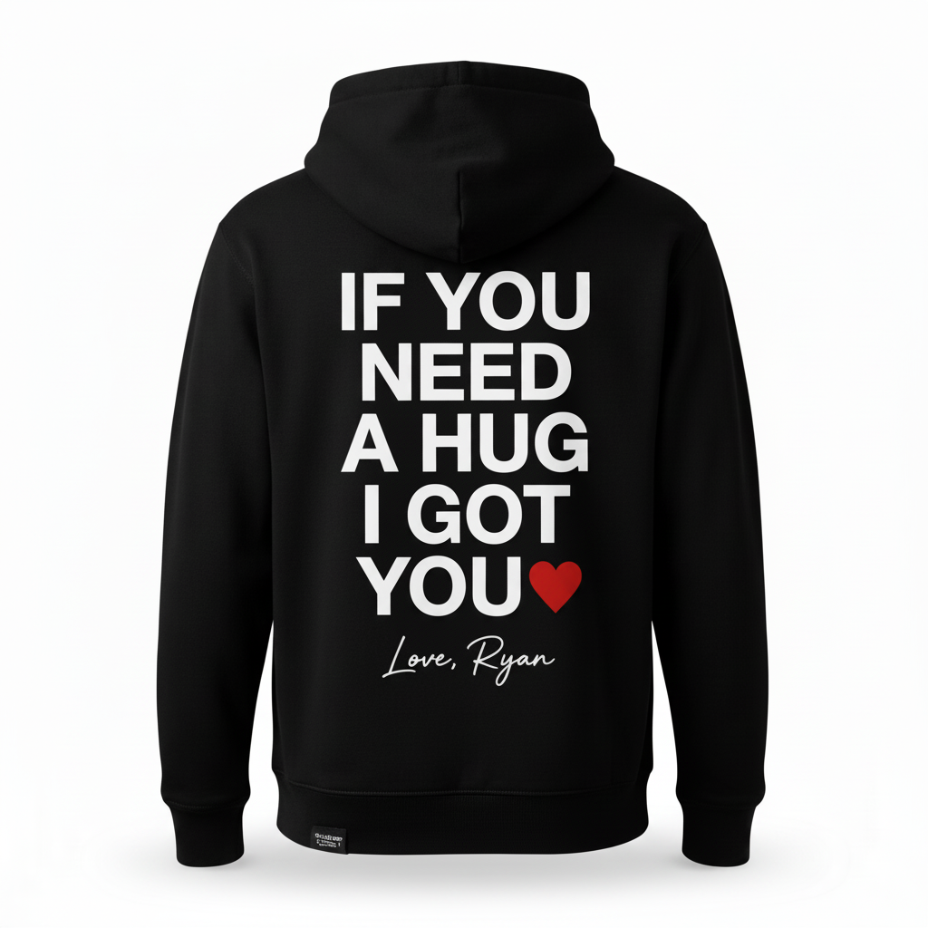 Love Ryan Hoodie - Back View Flat Lay